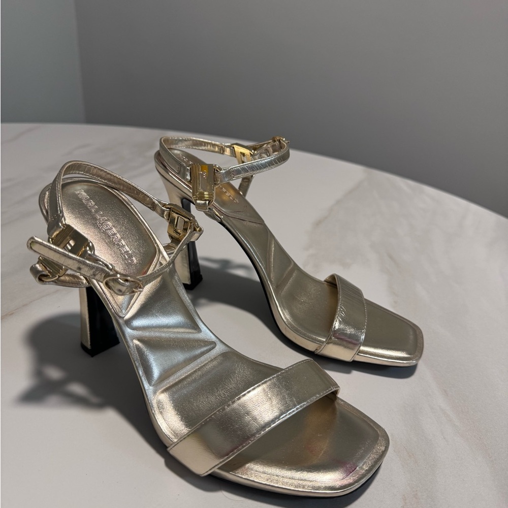 Karl Lagerfeld Metallic Gold Heels